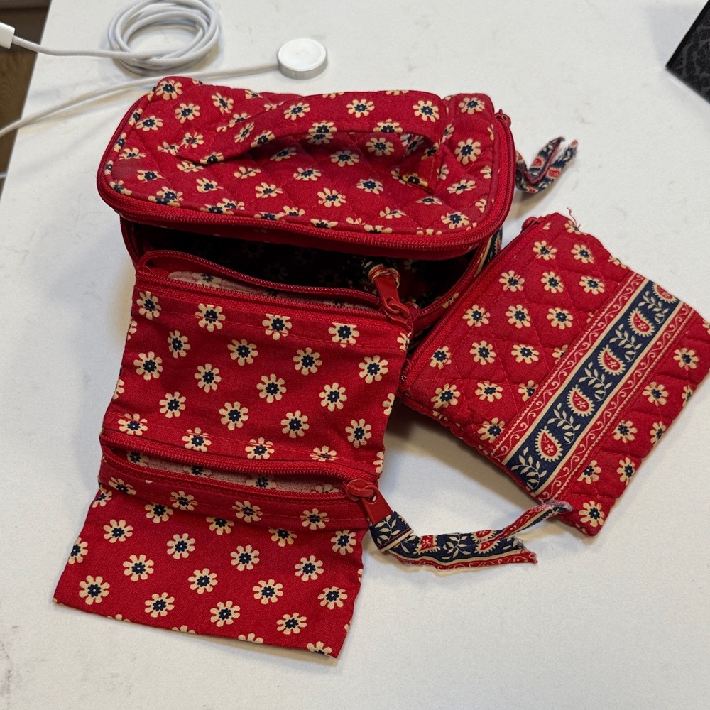 Vera Bradley Red and Yellow Floral Pouch